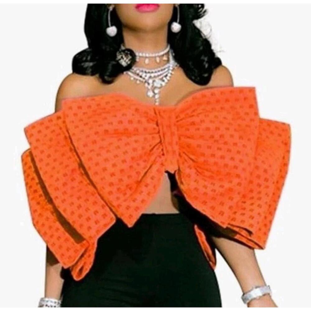 Chellsy Vilaire The Bowdacious Top Orange Women Tube Top Size L